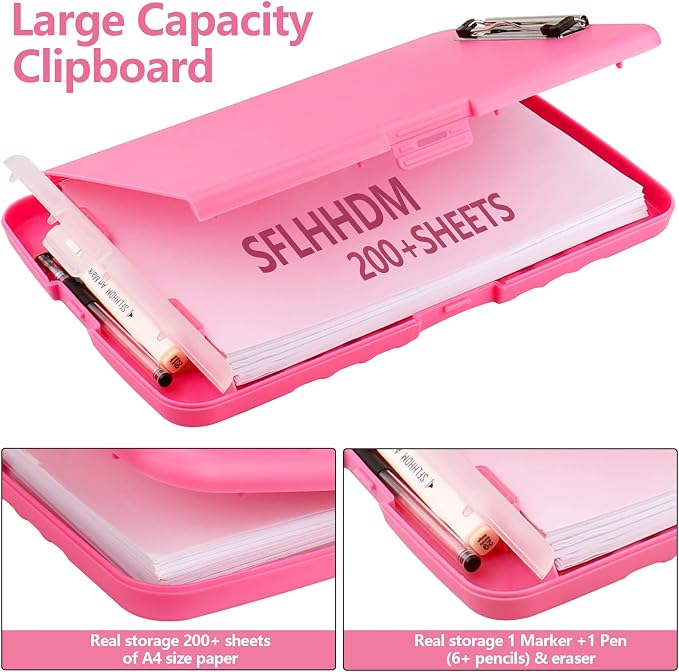 SFLHHDM Plastic Clipboard with Storage, High Capacity Clip Boards 8.5x11 with - Image 2