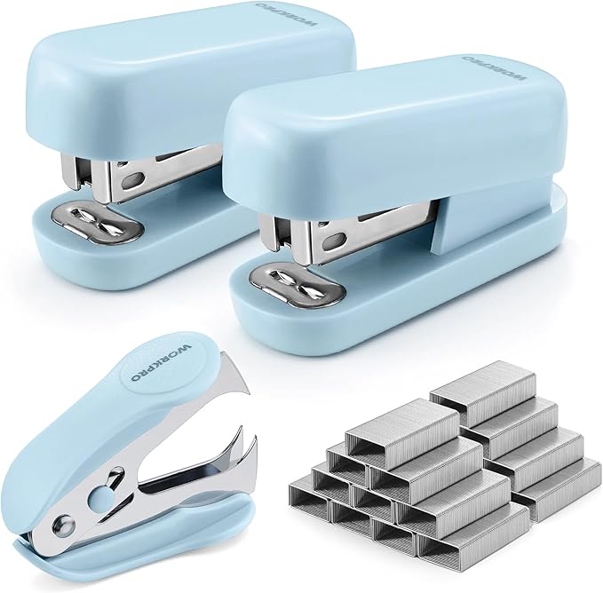 WORKPRO Mini Stapler with Staples, One Staple Remover, 2000 Standard Staples by WORKPRO