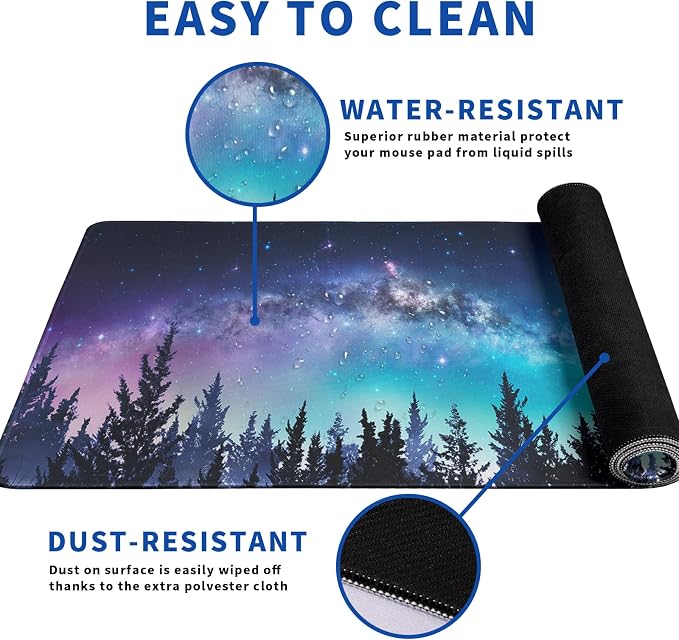 Tree Mouse Pad Abstract Starry Sky Mouse Pad 31.5x11.8 Inch Japanese Texture - Image 4