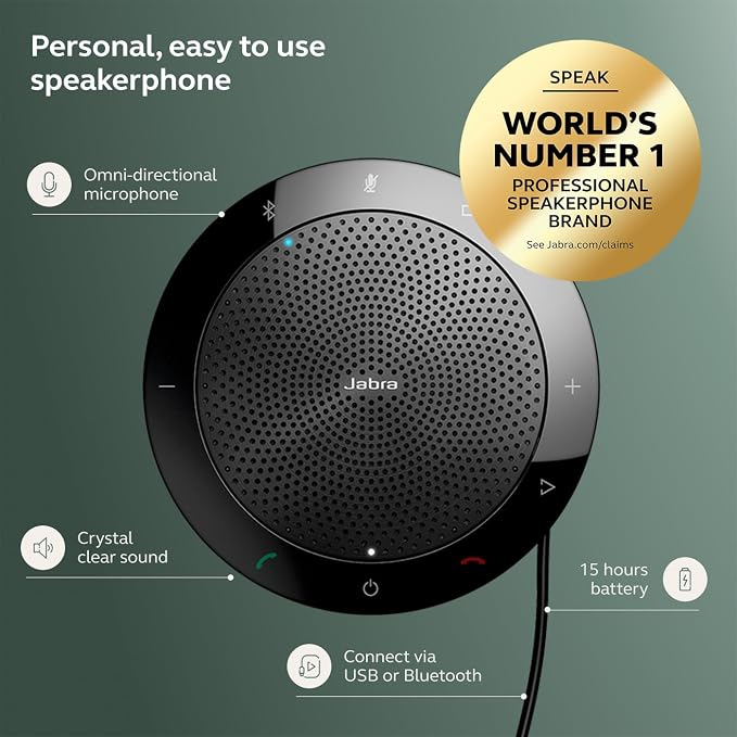 Jabra Speak 510 Portable, USB or Wireless Bluetooth Speaker Meetings and Calls - Image 2