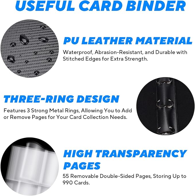 Portable 9-Pocket Trading Card Binder, Holds 1080 Cards - Image 6