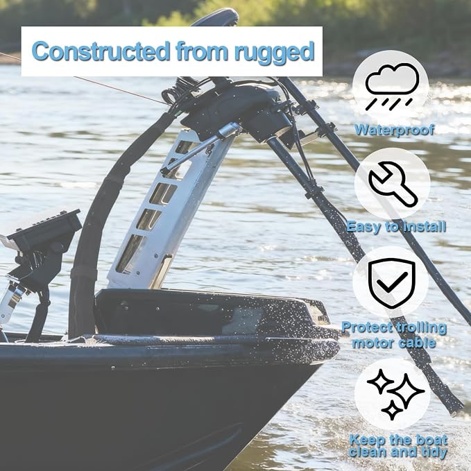 48inch Black Trolling Motor Cable Sleeve | Heavy-Duty Polyester 2" Diameter - Image 4