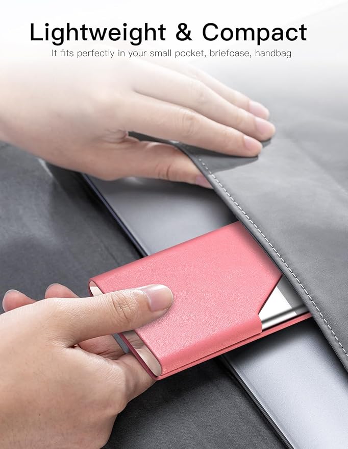 Padike Business Card Holder, PU Leather & Stainless Steel Multi Card Case - Image 6