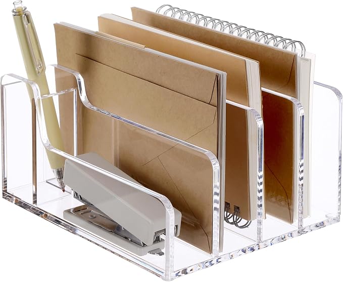 SANRUI Acrylic Mail Organizer, 5 Compartments File Holder - Image 11