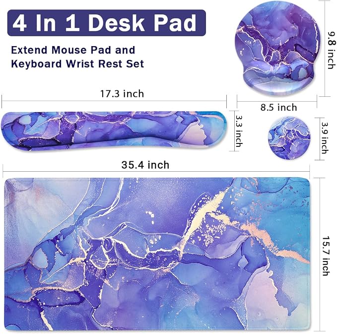 4-in-1 Gaming Mouse Pad Wrist Support Set，Desk Pad + Mouse Pad - Image 2
