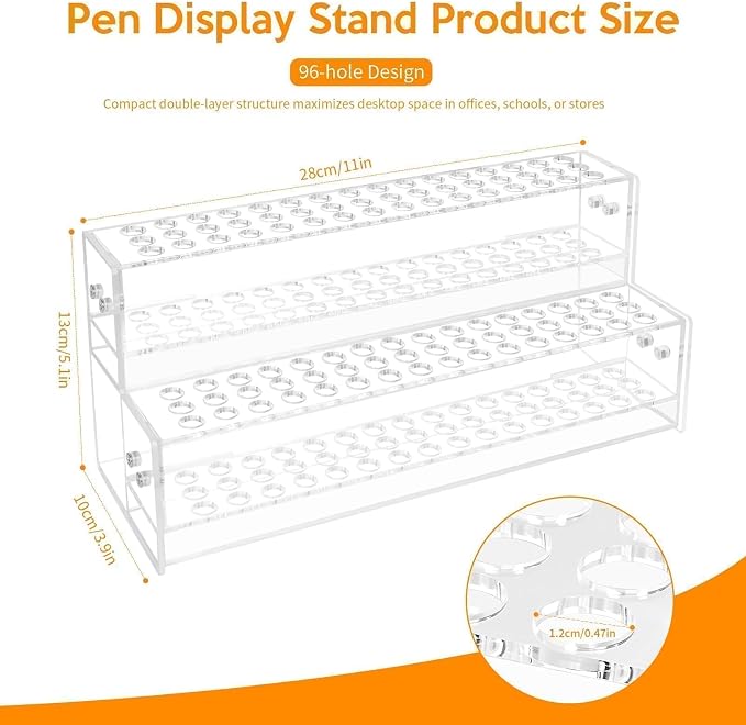 2PCS 96-Slots Pen Display Stand, 2-Tier Acrylic Pen Holder - Image 2