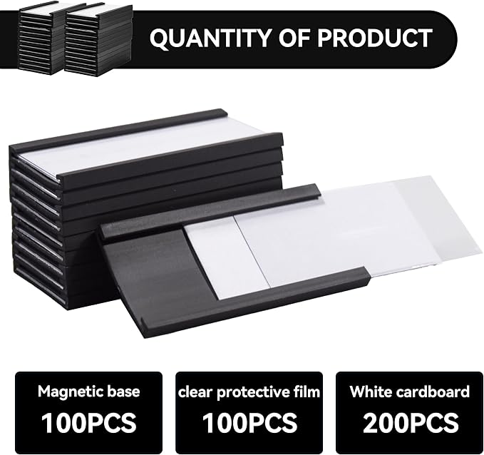 100 Pack Magentic Label Holders 1x2 Inch, C Channel Magnetic Data Card Holders - Image 4