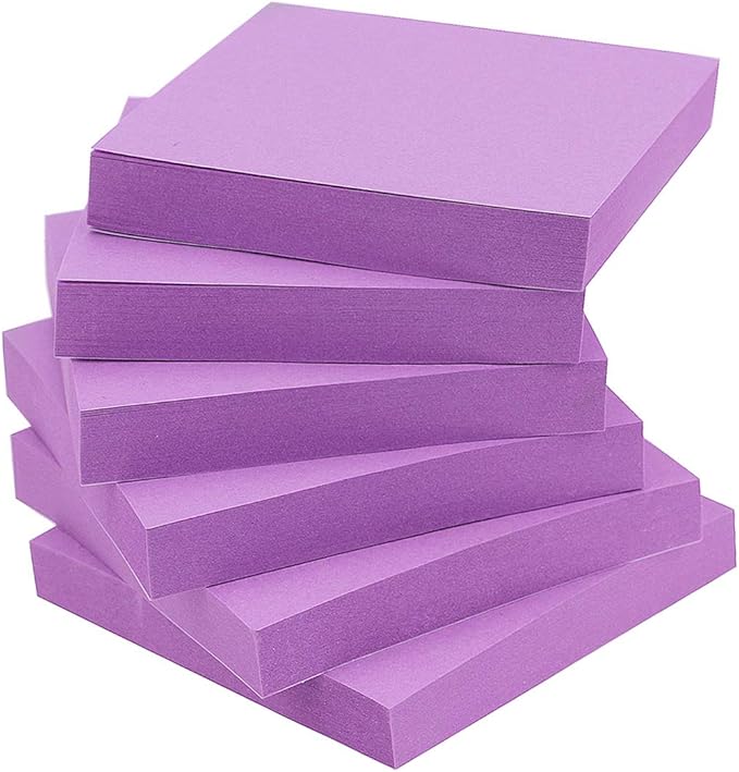 Early Buy Sticky Notes 3x3 inch, Purple Color Self-Stick Notes 6 Pads, 100 Sheets/Pad-DeskLoop Office