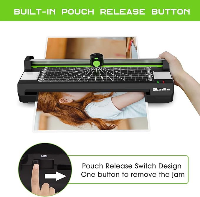 Laminator Machine for A3/A4/A6, Thermal Laminating Machine for Home Office School Use with 50 Pouches, Paper Trimmer and Corner Rounder (Green)-DeskLoop Office