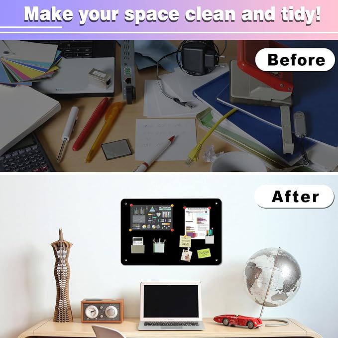 Black Magnetic Board, 17.5" x 11.4" Magnet Bulletin Board to Display Magnetic - Image 5