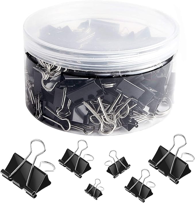 SANNIX 100 PCS Binder Clips Assorted Sizes, X Large, Large, Medium, Small, Mini and Micro, Binder Clips Paper Clamps for Office Home School-DeskLoop Office