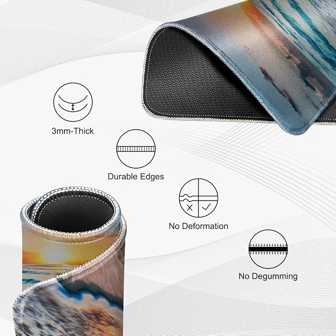 JIKIOU 3 Pack Mouse Pad with Stitched Edge, Portable Size-10.2x8.3in Beach | - Image 3