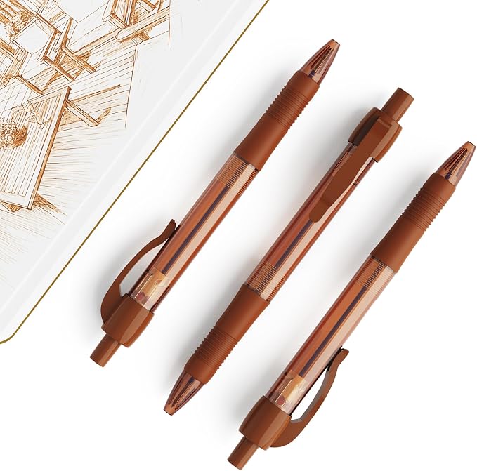 deegtran Pens Bulk, 30 Pack No Bleed Brown Ink Click Pens - Image 5
