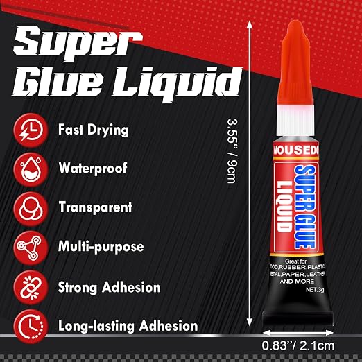 WOUSEDO 24 X 3g Super Glue Liquid, Fast Drying Cyanoacrylate Glue - Image 2