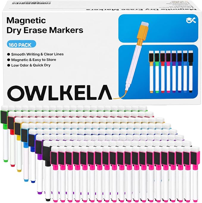 OWLKELA 160 Pcs Magnetic Dry Erase Markers by OWLKELA