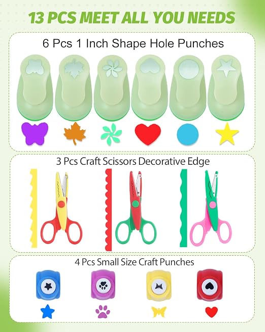 UCEC Paper Punches for Crafting, Circle Heart Star Shapes Puncher Scissors Sets - Image 3