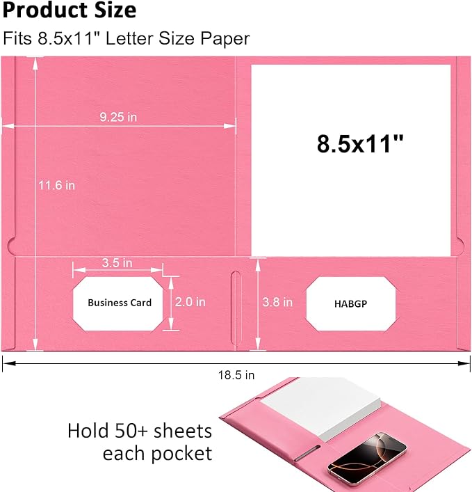 HABGP Two Pocket Folders, 100 Pack 2 Pocket Folders Fit Letter Size Paper - Image 2