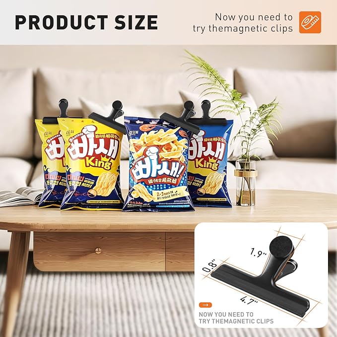 HOUSE AGAIN Large Chip Clips Bag Clips, 6 Pack Strong Magnetic Bag Clip - Image 5