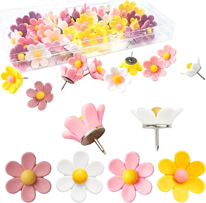 40PCS Flower Push Pins Cute Decorative Thumb Tacks by Unknown