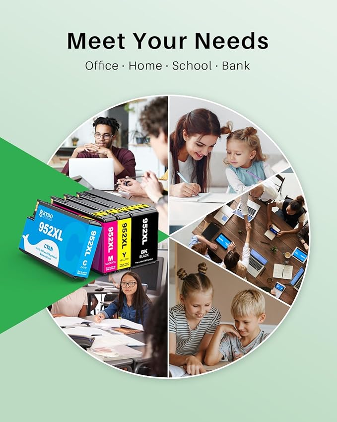 Compatible 952XL Ink Cartridges Combo Pack Replacement for 952 952XL 952 XL Ink Cartridges Color Use with Officejet Pro 8720 8702 8710 7740 7720 8725 8715 8210 8740 (4 Pack, BK/C/M/Y)-DeskLoop Office