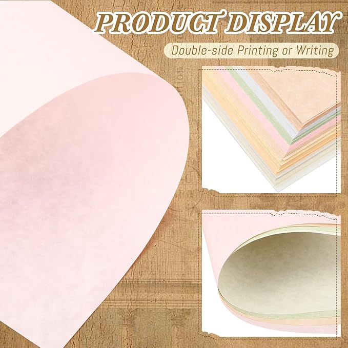 Epakh 200 Sheets Old Age Parchment Paper 8.5 x 11 Inch Standard Letter Vintage Colored Old Parchment Semblance Double Side Printing Paper (Mixed Color)-DeskLoop Office