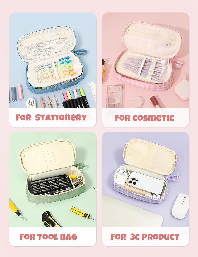 SUNEE Cute Pencil Case, Large Colored Pencil Pouch, Aesthetic Pen Bag - Image 7