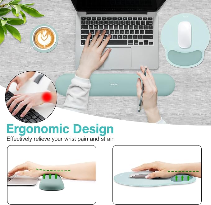 MOSISO Wrist Rest Support for Mouse Pad&Keyboard Set, Circle Curved Ergonomic - Image 3