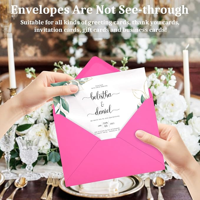 200 Pack A7 Envelopes, Rose Greeting Card Envelopes Self Seal, 5.24 x 7.24 in - Image 5