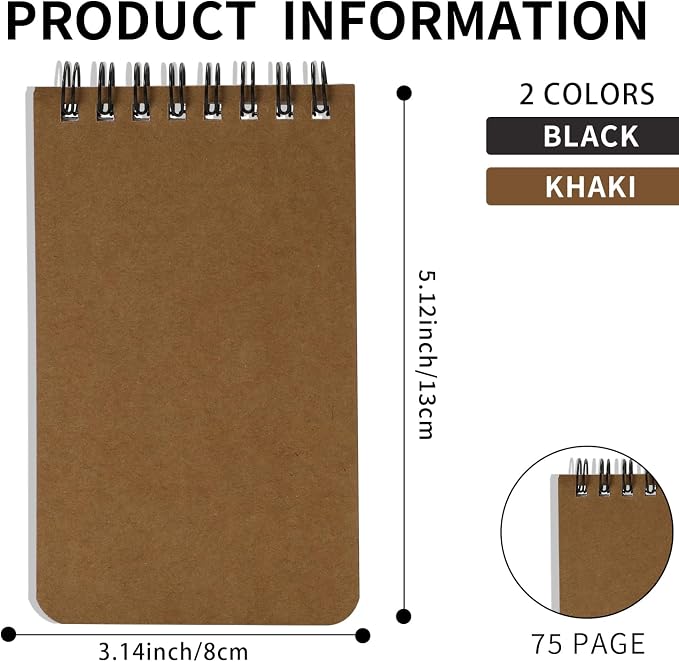QiCheng 6pcs Pocket Notebook Mini Notepad Small Spiral Notebooks 3X5Inch | - Image 2