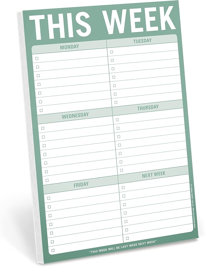 Knock Knock 1-Count This Week Pads, To Do List Notepads, 6 x 9-inches each by KnockKnock