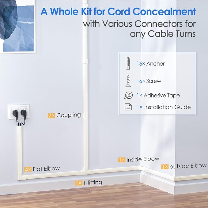 Yecaye 125in Cord Hider, Large Cord Covers - Image 4
