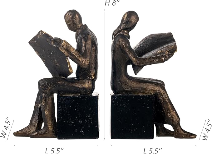 Lukitas Decorative Newspaper Reader Bookends, Heavy Duty Book Holder Non-Slip - Image 2
