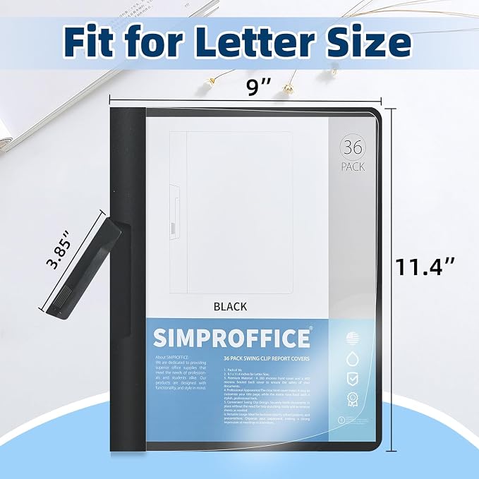 36 Pack Swing Clip Report Covers, 9 x 11.4 Inches - Image 2
