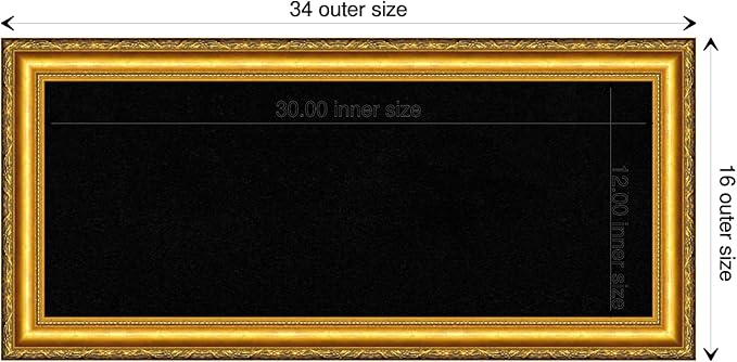Amanti Art Black Cork Board for Wall, 16x34 Vision Board with Gold Wood Frame, Medium Corkboard Office Decor for Home Organization, Traditional Corkboard Pinboard to display items for home-DeskLoop Office