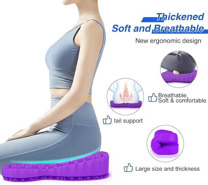 Thicken 19.7in Seat Cushion, Gel Seat Cushion for Long Sitting–Office Chair, Wheelchair, Car Pad, Large Cooling Support Pad for Back Pain, Sciatica, Tailbone Pain Relief-DeskLoop Office