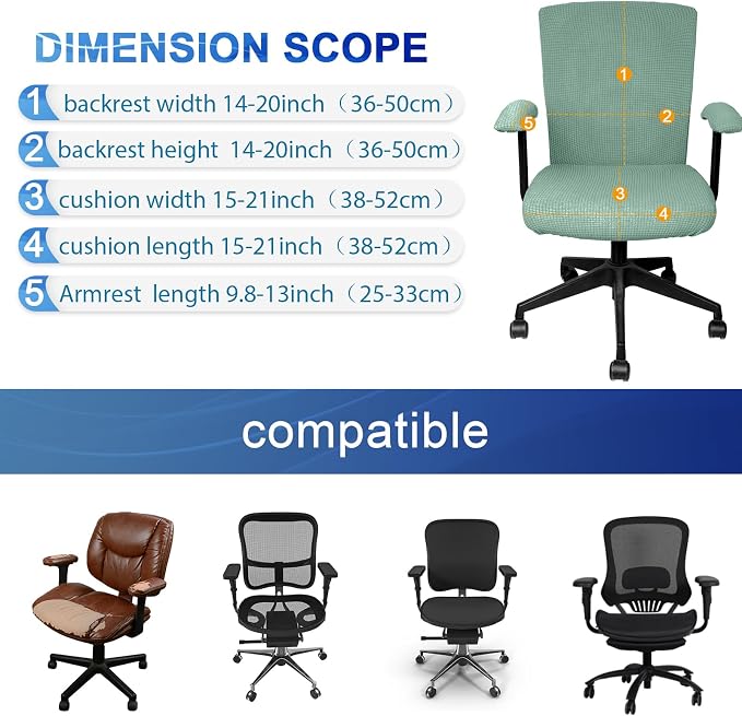 Tallew 4 Pcs Office Chair Covers Set Computer Universal Protective Stretchable - Image 4