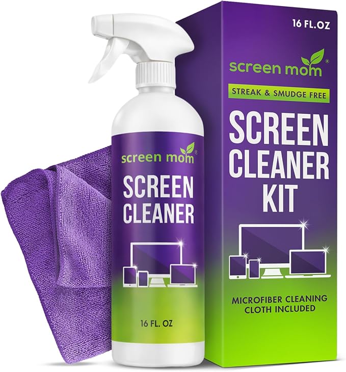 Screen Mom Screen Cleaner Spray and Microfiber Cloth 16oz Screen Cleaner Spray by ScreenMom