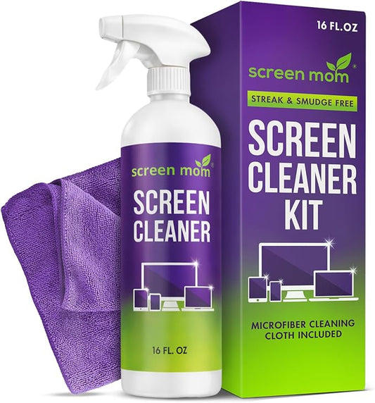 Screen Mom Screen Cleaner Spray and Microfiber Cloth 16oz Screen Cleaner Spray by ScreenMom