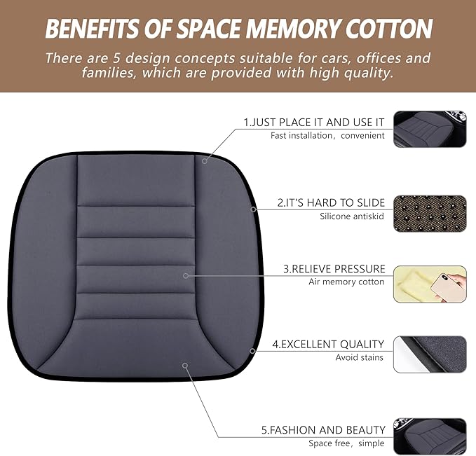 MYFAMIREA Car Seat Cushion Pad 1.2" Thick Comfort Seat Protector - Image 2