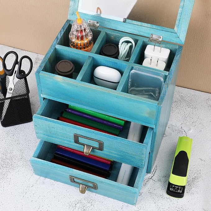 Wooden Storage Box Wooden Desk Organizer - Image 4