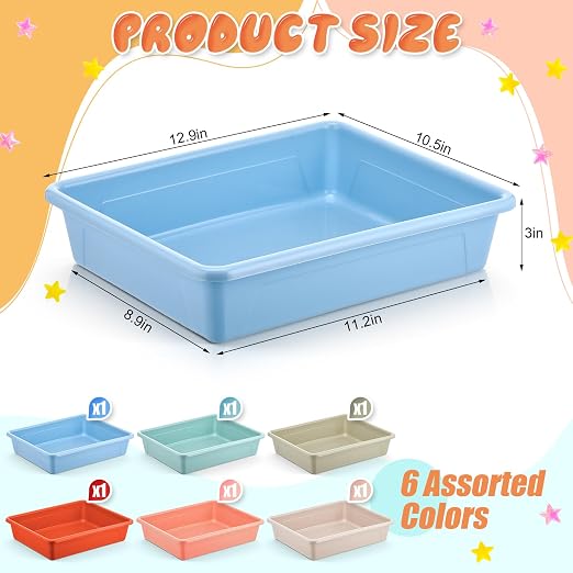 Affrolling 6 Pack Letter Size Flat Storage Tray, Stackable Plastic Organizer - Image 2