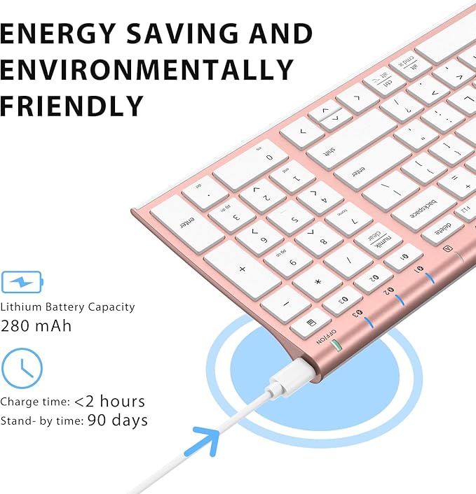 iClever BK10 Bluetooth Keyboard, Universal Bluetooth 5.1 Wireless Keyboard with Number Pad, Ergonomic Design, Multi-Device Compatibility, Stable Connection for Mac, iPad, iPhone, Android, Windows-DeskLoop Office