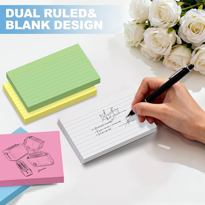 3x5 Index Cards 200 Count, Colored Thick Flash Cards Lined Notecards - Image 6