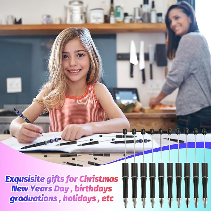 300 Pieces DIY Beadable Pen Kit – 100 Plastic Ballpoint Pens - Image 5