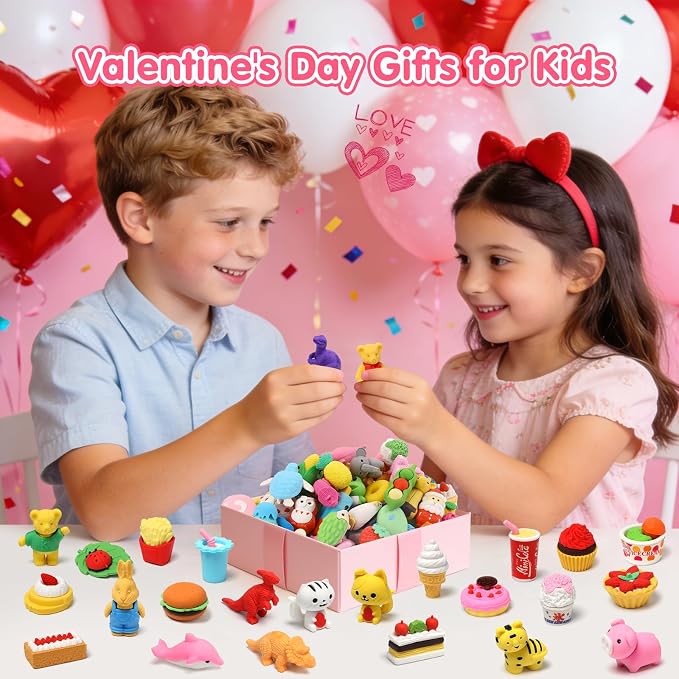 Animal Erasers for Kids 50 Pack Kid's Eraser Bulk Pull Apart Erasers 3D Puzzle - Image 2