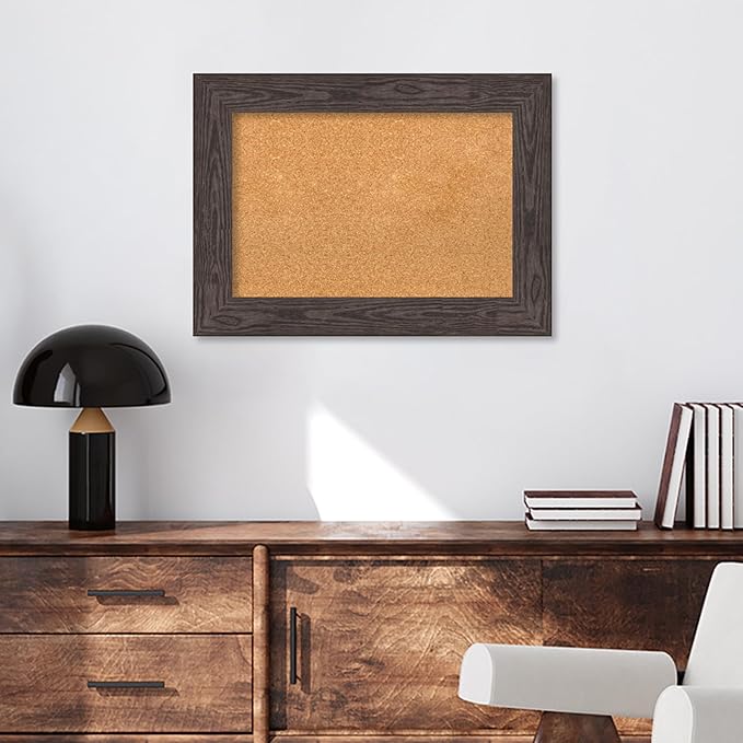 Amanti Art Natural Cork Board for Wall, 22x30 Vision Board with Black Wood Frame, Medium Corkboard Office Decor for Home Organization, Country Rustic Corkboard Pinboard to Display Items for Home-DeskLoop Office