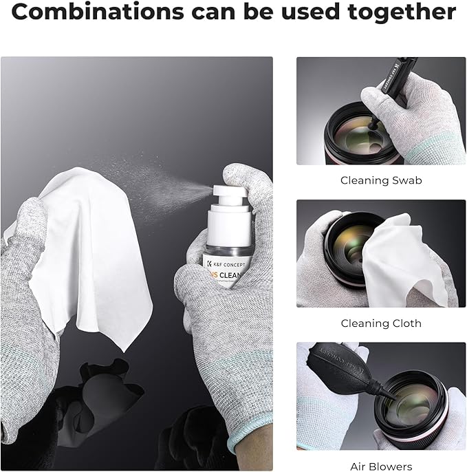 K&F Concept Spray and Microfiber Lens Cleaner Care Kit, Non-Flammable Camera Lens Cleaner and Digital Sensor Cleaning Solution,for Coated Lenses, Binoculars, Scopes, Cameras, and Glasses-DeskLoop Office
