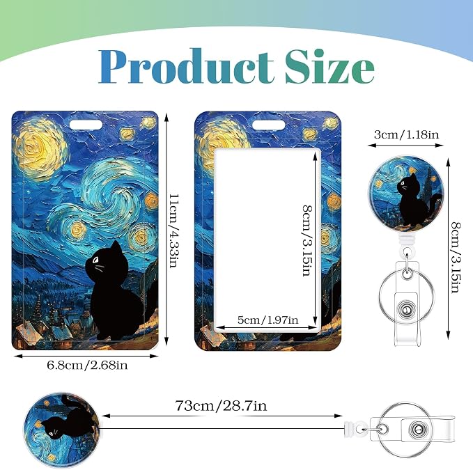 3 Set Cat Lover Badge Holder Retractable Reel ID Badge Holders - Image 3