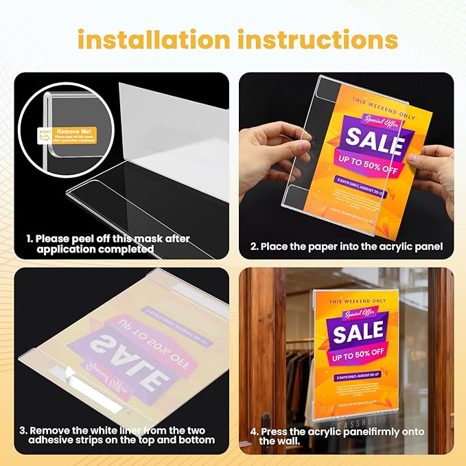 20 Pack Acrylic Sign Holder 8.5 x 11 Wall Mount, Plastic Paper Picture Acrylic - Image 7