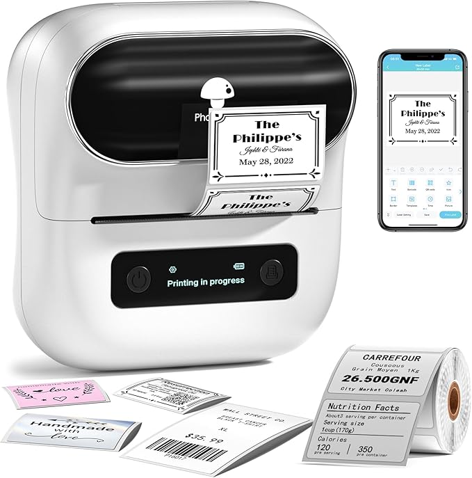 Phomemo Label Maker, M220 Barcode Printer, Bluetooth Thermal Label Printer, with Multiple Templates, Fonts, and Icons for Home, Kitchen, School, Office Organization-DeskLoop Office
